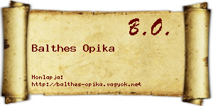 Balthes Opika névjegykártya